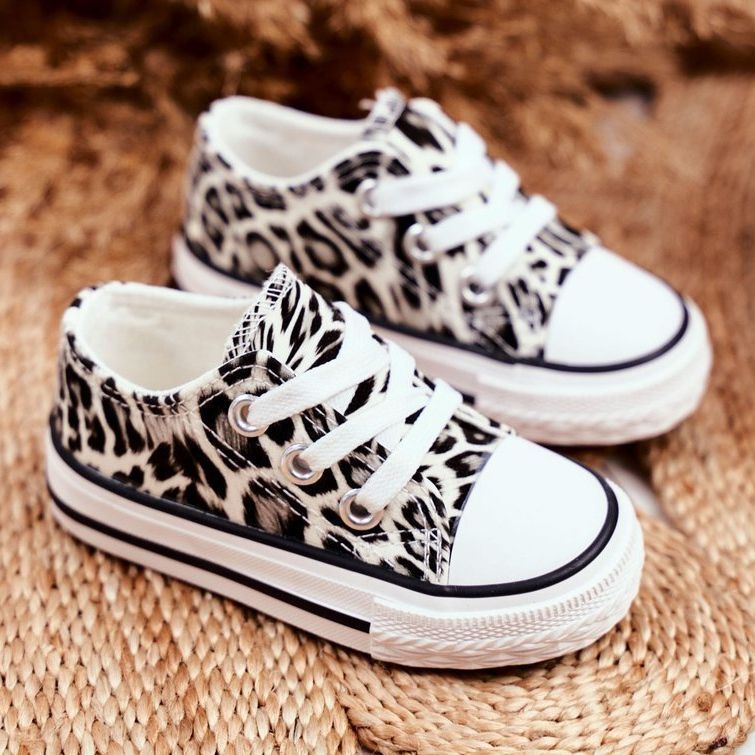 FRROCK Kinder Sneaker Weiß Glänzender Leopard Berni braun braun 1