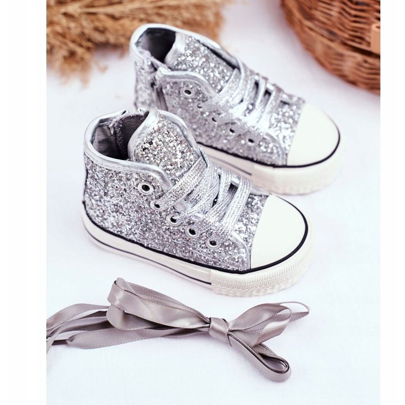 FRROCK Kinder Sneaker High Shiny Silver Ally silber- 1