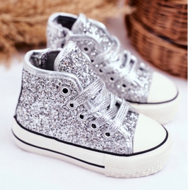 FRROCK Kinder Sneaker High Shiny Silver Ally silber- 2