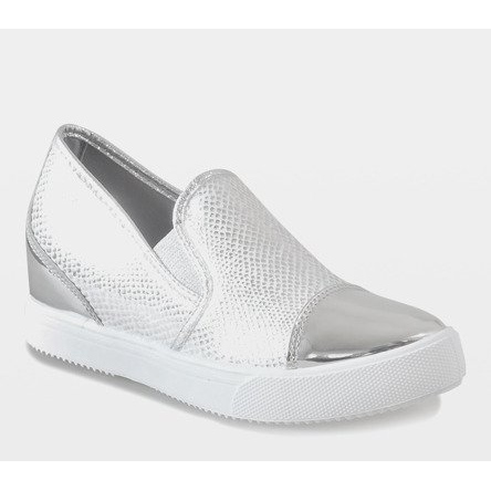 Silberne Sneakers mit Keilabsatz DD437-2 grau 1