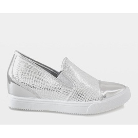 Silberne Sneakers mit Keilabsatz DD437-2 grau 2