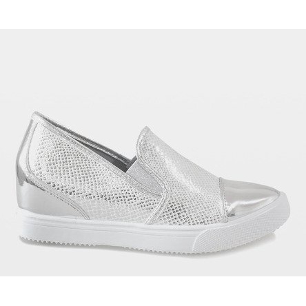 Silberne Sneakers mit Keilabsatz DD437-2 grau 2