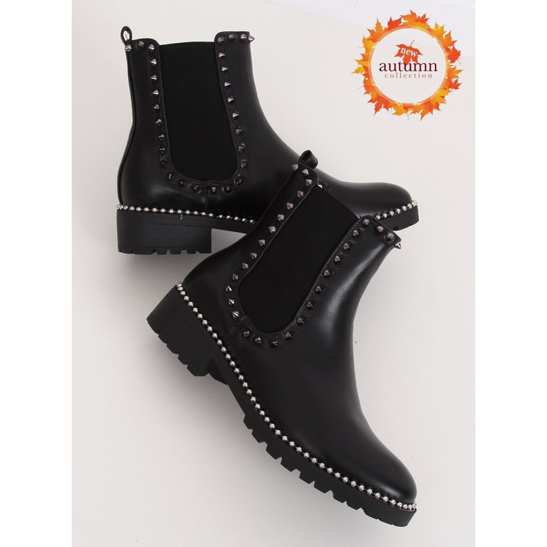 Schwarze Chelsea Boots mit Nieten schwarz NC826 Black 1