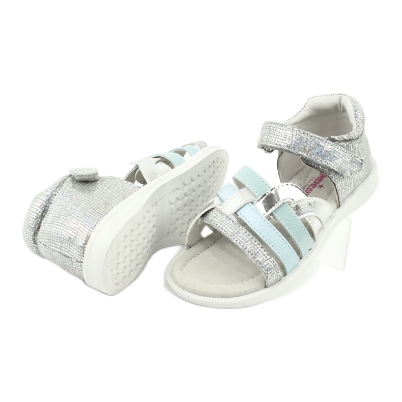 American Club Mädchensandalen mit Ferse GC26 Ledereinsatz silber- 3