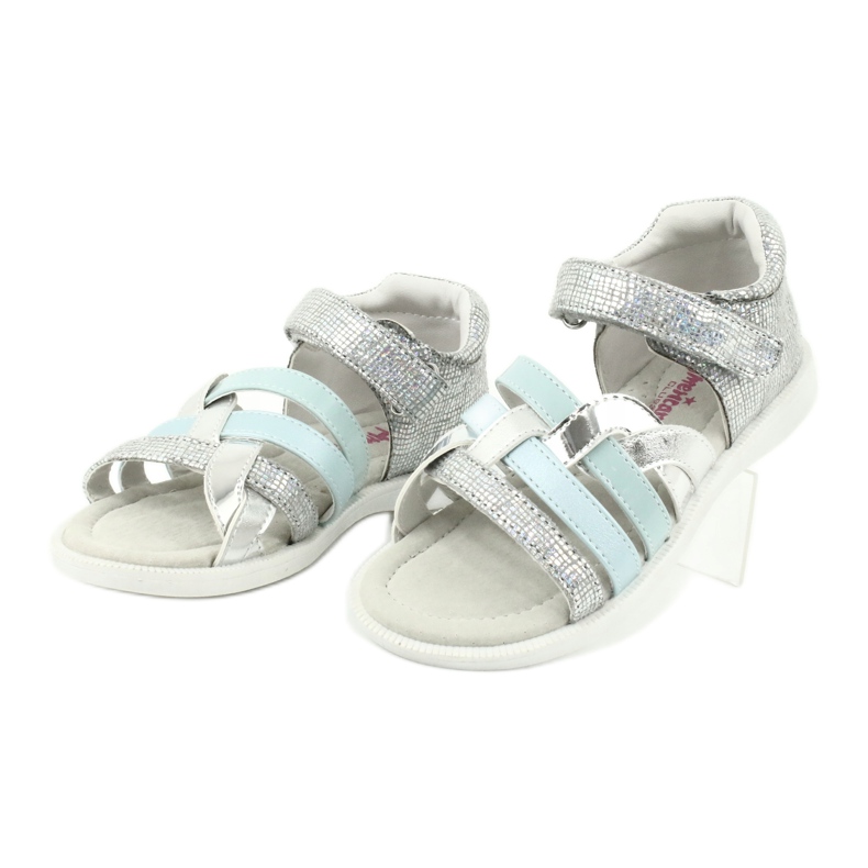 American Club Mädchensandalen mit Ferse GC26 Ledereinsatz silber- 2