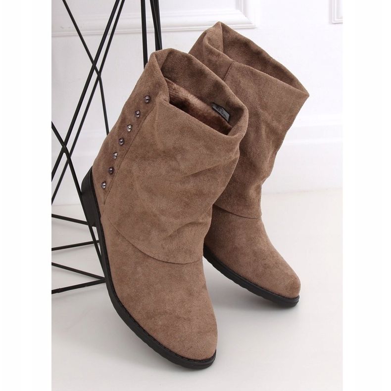 Stiefel auf einem versteckten beigen Keil ST-03P Khaki braun 1