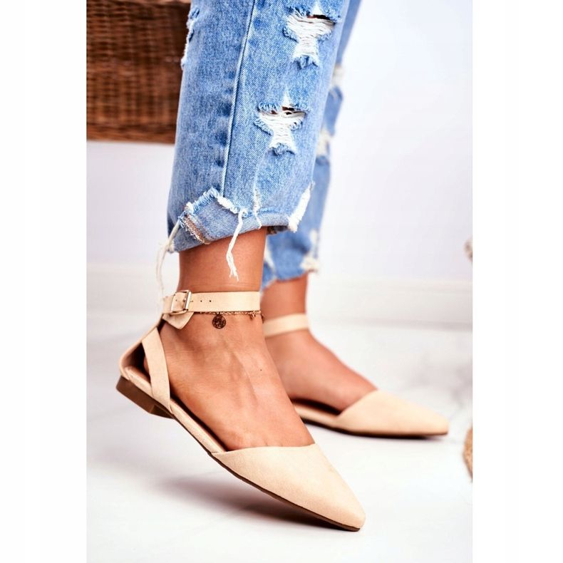 PS1 Beige Ballerinas für Damen am Gürtel mit Allison Spitz 1