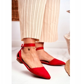 PS1 Rote flache Ballerinas für Damen mit Gürtel mit Allison Spitz 1