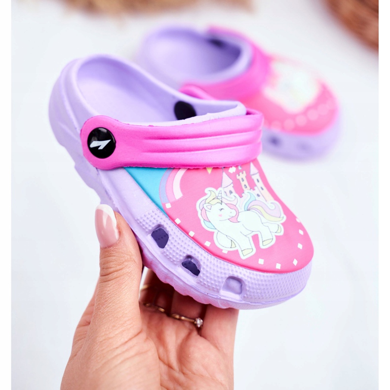 Kinderhausschuhe Schaumstoff Crocs Violet Ponys Pony violett 2