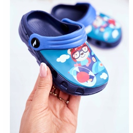 Kinder Hausschuhe Schaumstoff Crocs Marineblau Teddybär Pilot SuperFly 2