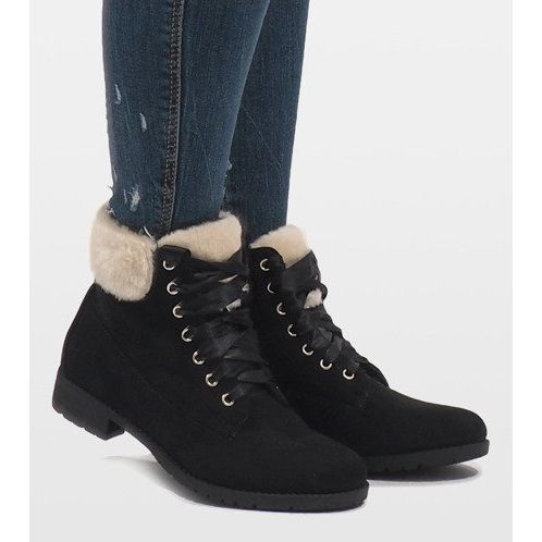 Schwarze isolierte Schnürstiefel C-7100 2