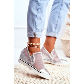 Damen Sneaker Lu Boo mit Mesh Silber Morgono grau 1