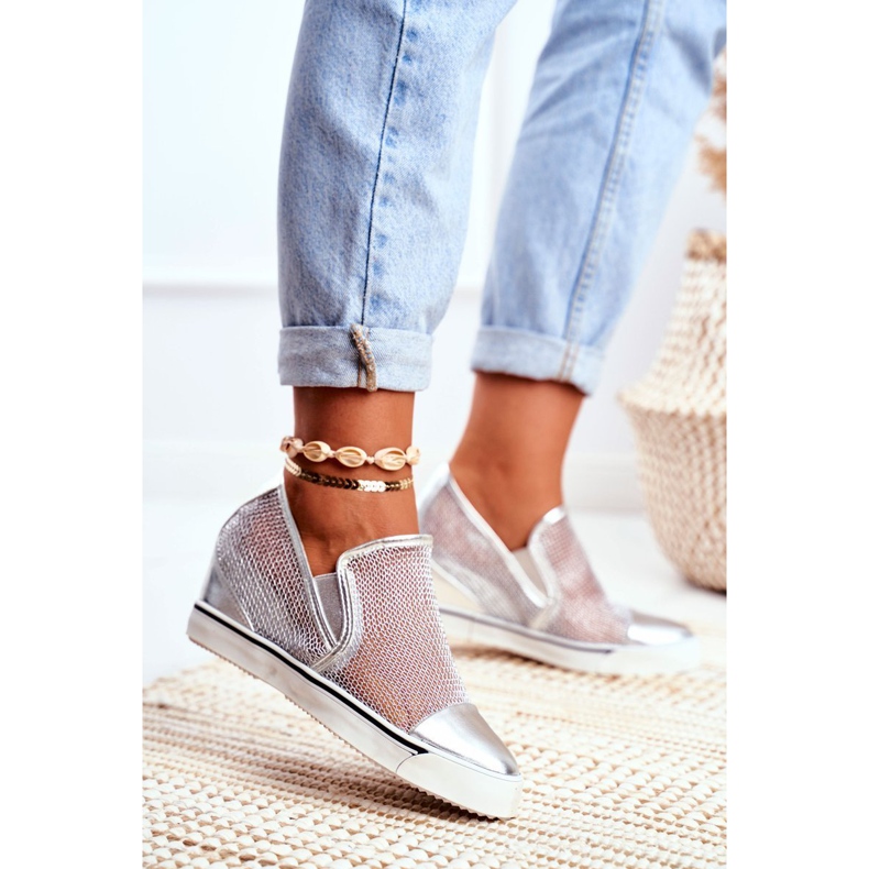 Damen Sneaker Lu Boo mit Mesh Silber Morgono grau 1