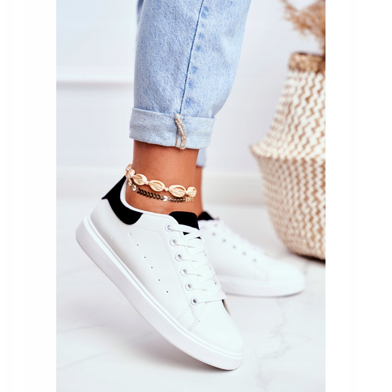 PS1 Damen Sportschuhe Weiß mit schwarzem Absatz Milly 2