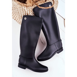 SEA Schwarze Regenstiefel für Damen unter dem Knie schwarze Drizzle-Reitstiefel 1
