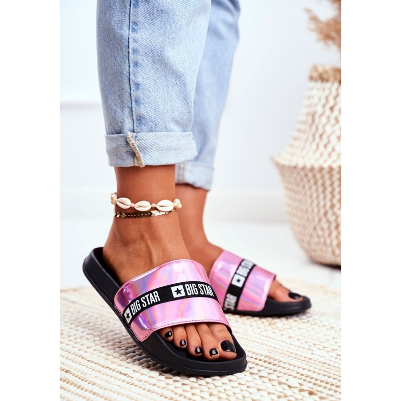 Damen Hausschuhe Big Star Pink Holo GG274008 rosa 1
