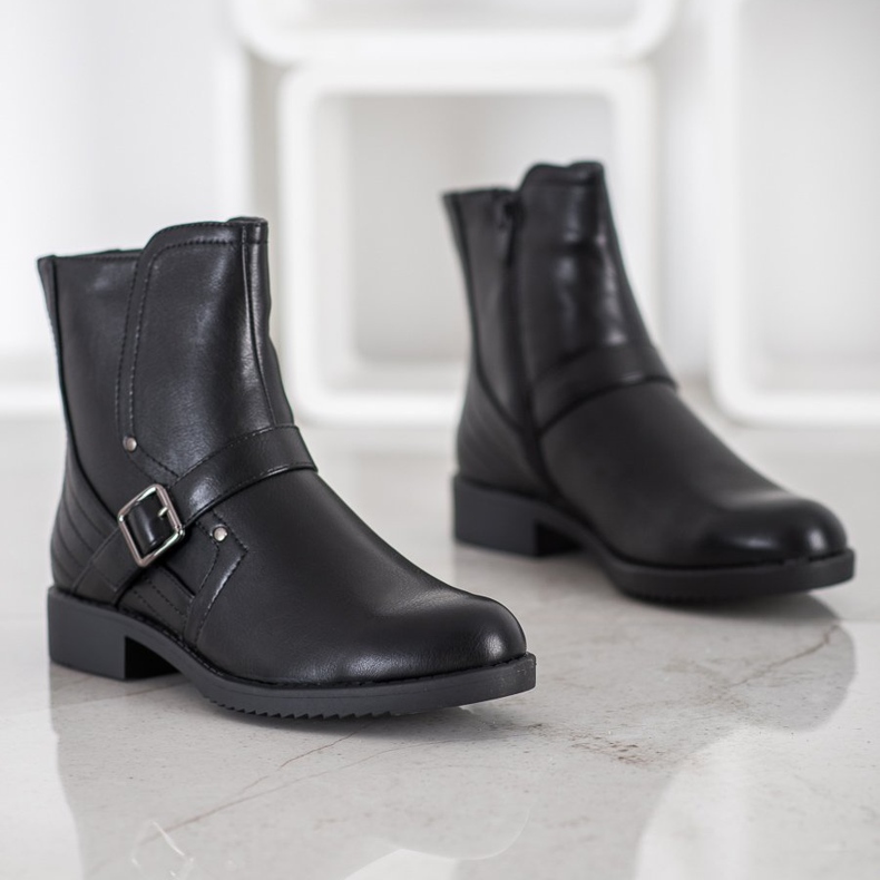 J. Star Stiefel mit flachem Absatz schwarz 1