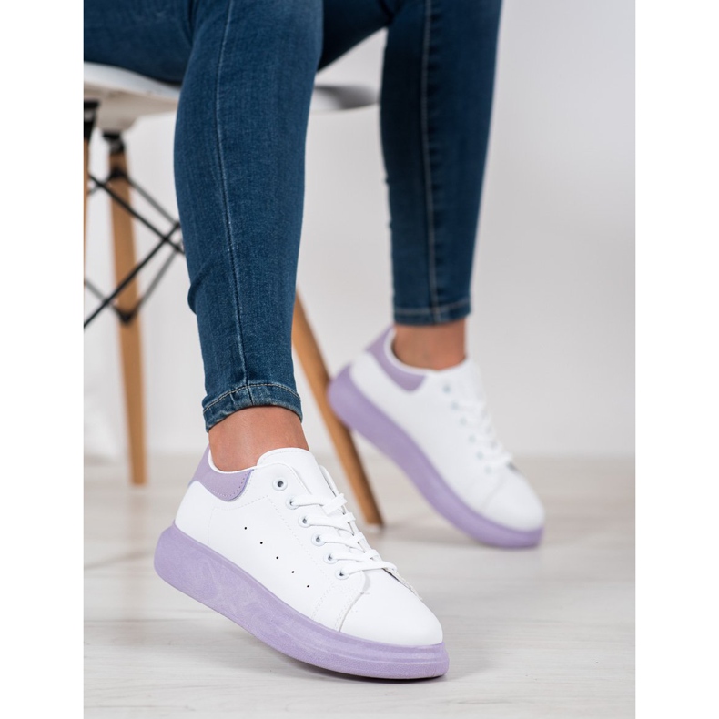 SHELOVET Sneakers auf der lila Plattform weiß violett 1