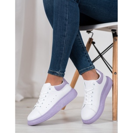 SHELOVET Sneakers auf der lila Plattform weiß violett 2