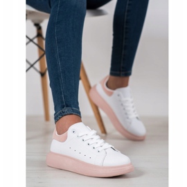 SHELOVET Sneakers auf einer Powder-Plattform weiß rosa 2