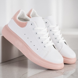 SHELOVET Sneakers auf einer Powder-Plattform weiß rosa 1