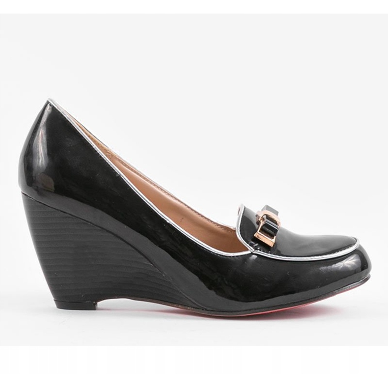 Schwarze Keilpumps mit Schleife 0088-1 2