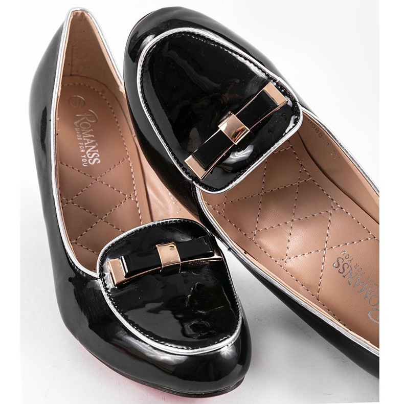 Schwarze Keilpumps mit Schleife 0088-1 1