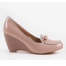 Beige Keilpumps mit Schleife 0088-4 braun 1