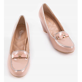 Beige Keilpumps mit Schleife 0088-4 braun 2