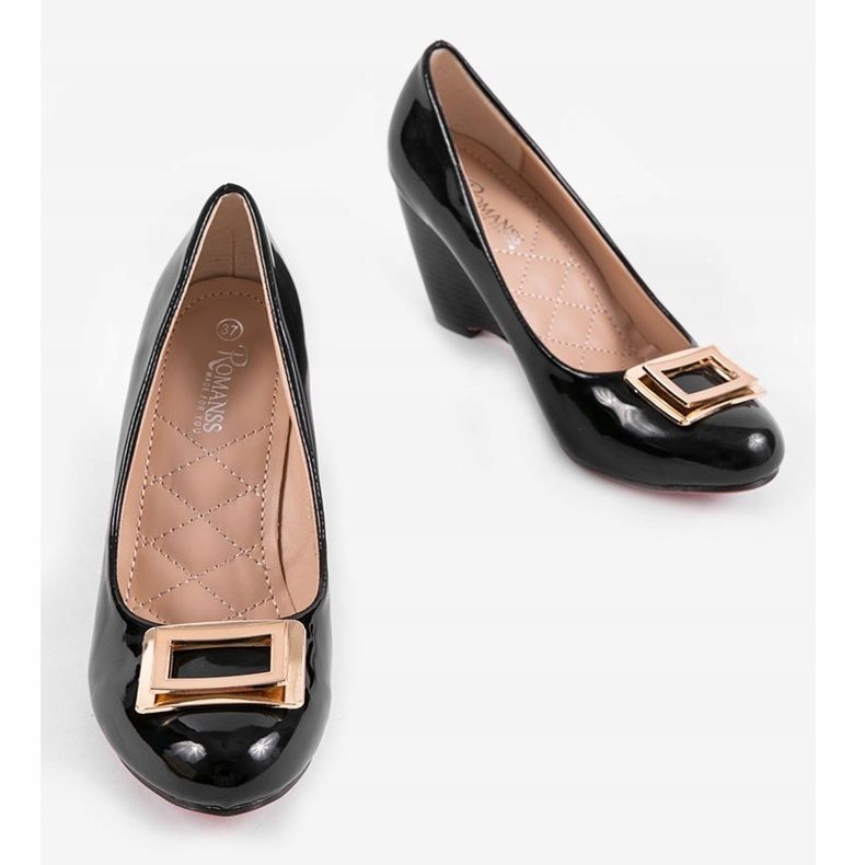 Schwarze Keilpumps mit Schnalle 0089-1 2