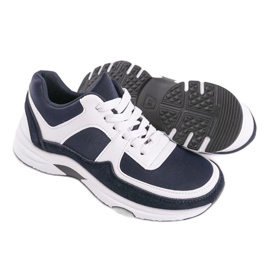 Dunkelblauer modischer Sport-Sneaker aus Öko-Leder CH005 weiß marineblau 1