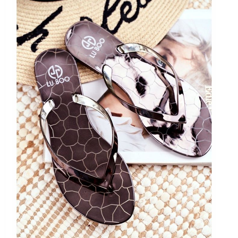 Lu Boo Metallic Flip-Flops Zinn Eltoro Ii gat. schwarz grau 1