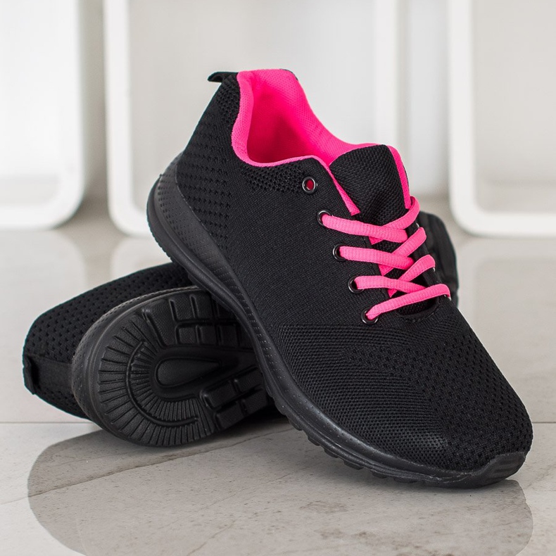 SHELOVET Leichte Sportschuhe schwarz rosa 1