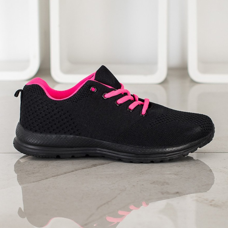 SHELOVET Leichte Sportschuhe schwarz rosa 2