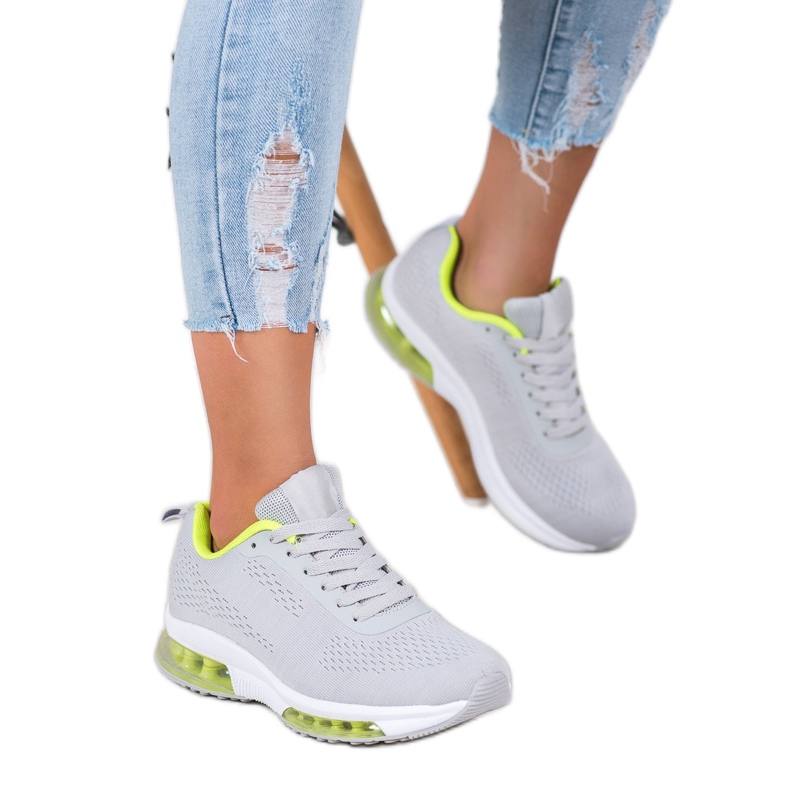 SHELOVET Sneakers mit Neon-Einsatz grau 1