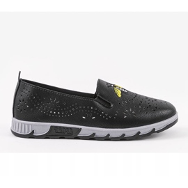 Schwarze, durchbrochene Sneakers mit Aufdruck von JH81172-3 1