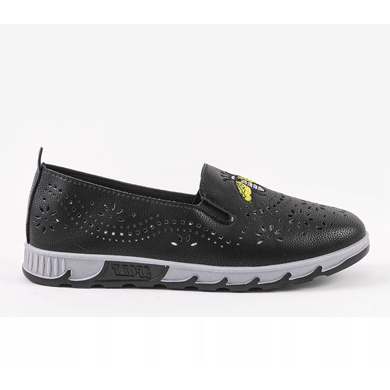 Schwarze, durchbrochene Sneakers mit Aufdruck von JH81172-3 1