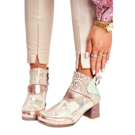 Damenstiefel mit hohem Absatz Maciejka Beige 03410-04 grün golden 2