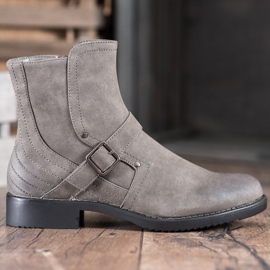 J. Star Stiefel mit flachem Absatz grau 1