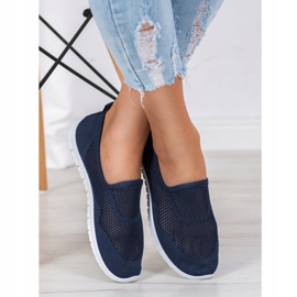 Bona Durchbrochene Slipons blau 1