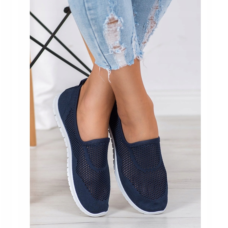 Bona Durchbrochene Slipons blau 1