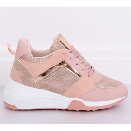 Rosa Sneakers mit Keilabsatz YL-33 Champagner 1