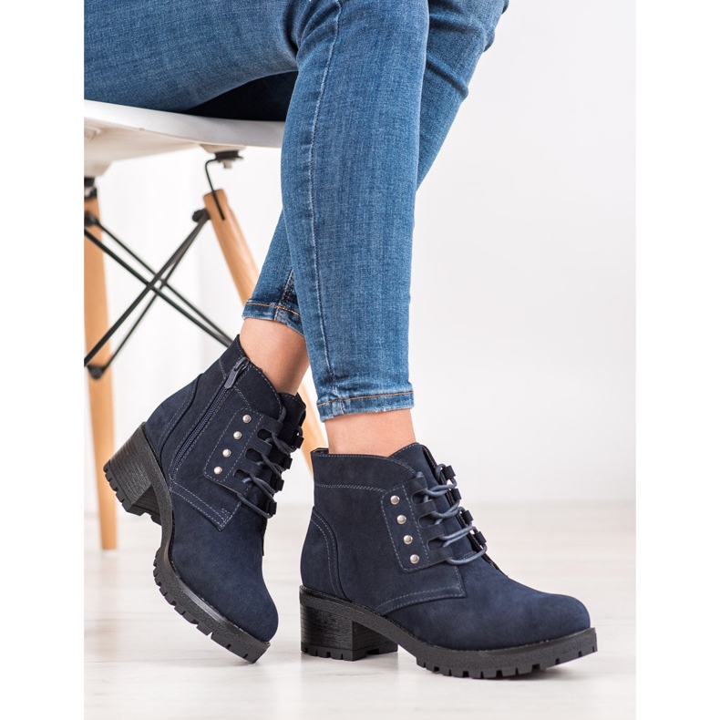 J. Star Schnürstiefeletten an einem Pfosten marineblau blau 1