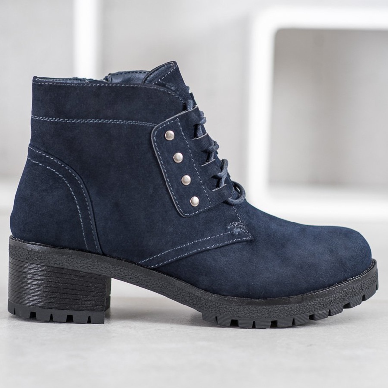 J. Star Schnürstiefeletten an einem Pfosten marineblau blau 2