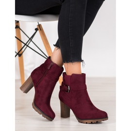 SHELOVET Burgunder Booties mit Schnalle rot 1