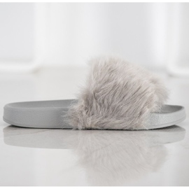 SHELOVET Gummipantoffeln mit Fell grau 1