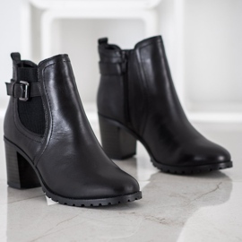 Evento Stiefeletten aus Leder mit hohem Absatz schwarz 1