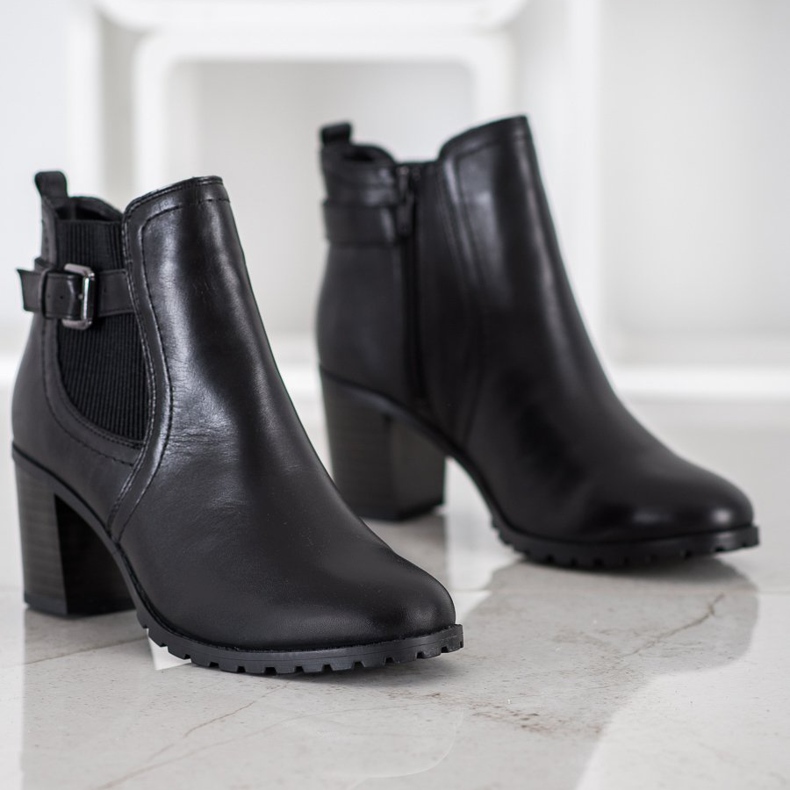 Evento Stiefeletten aus Leder mit hohem Absatz schwarz 1