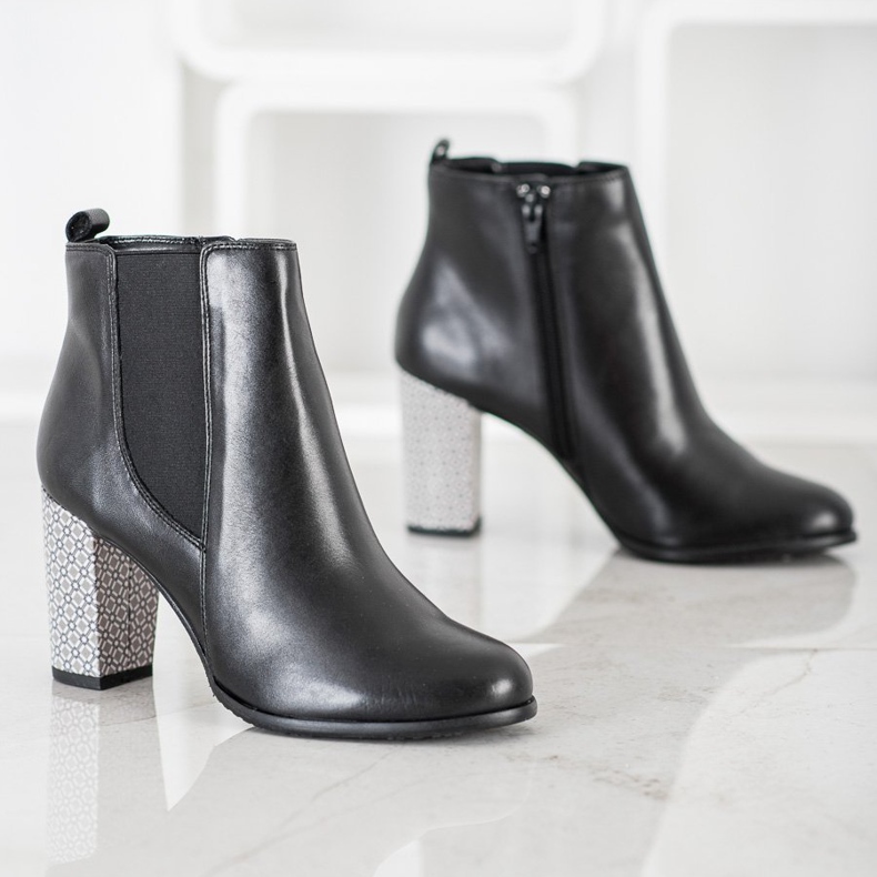 Evento Klassische Lederstiefeletten schwarz 1