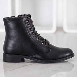 J. Star Schwarze Schnürstiefel 1
